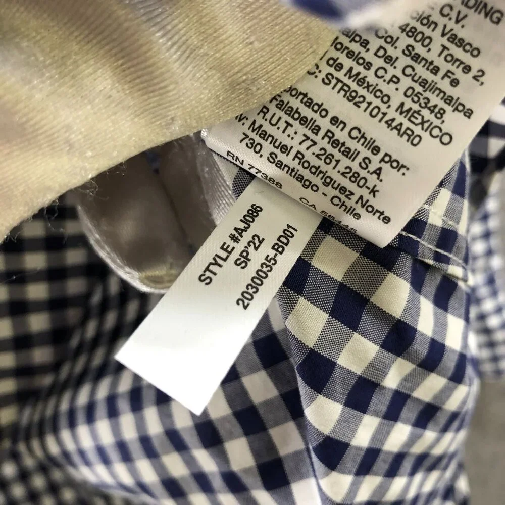 Crewcuts Ludlow‎ Shirt Boys Size 10 Long Sleeve Blue White Gingham Check